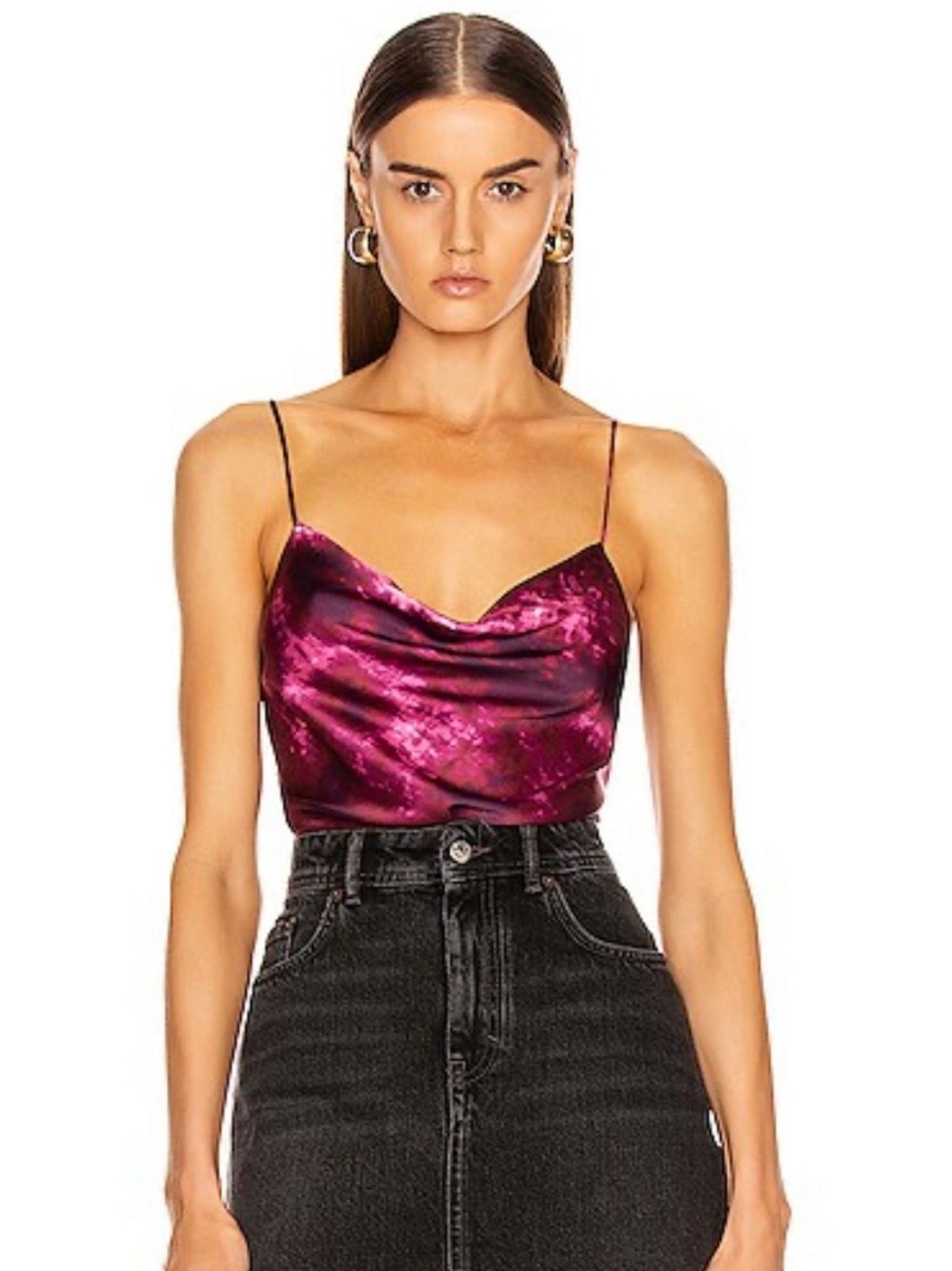 cinq a sept Fig Multi Satin Cowl Neck Cami